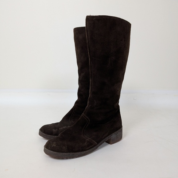 70’s Shearling Suede Boots Calf Height Fitted Vintage Chunky Lined Insulated - Picture 10 of 11